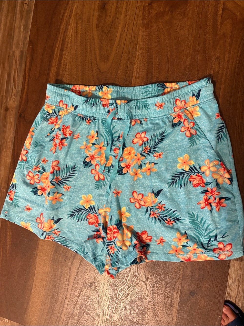 croft & barrow Tropical Floral High-Waist Lounge Shorts - Light Blue